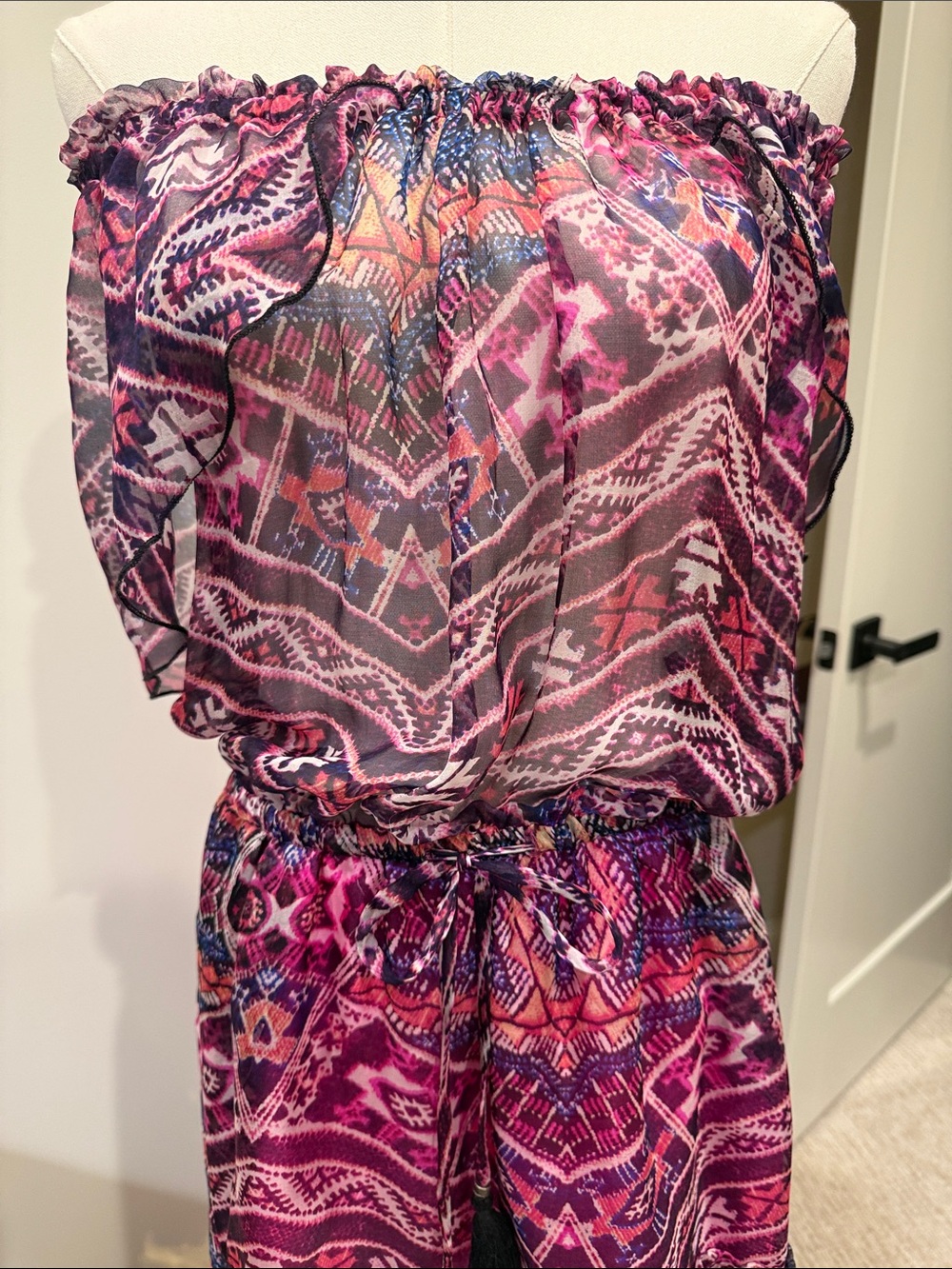 Gypsy 05 Strapless Pink & Purple Printed dress